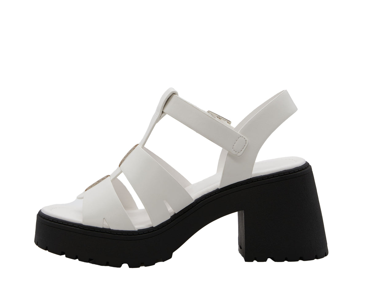 Women's Banded Platform Heel Sandal with Adjustable Ankle Strap