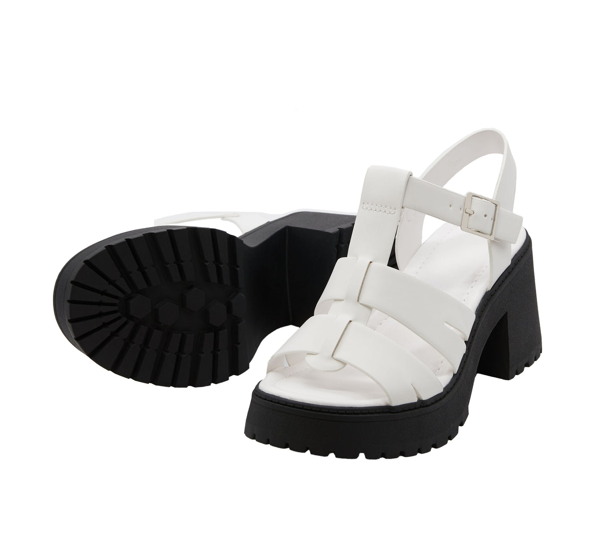 Women's Banded Platform Heel Sandal with Adjustable Ankle Strap