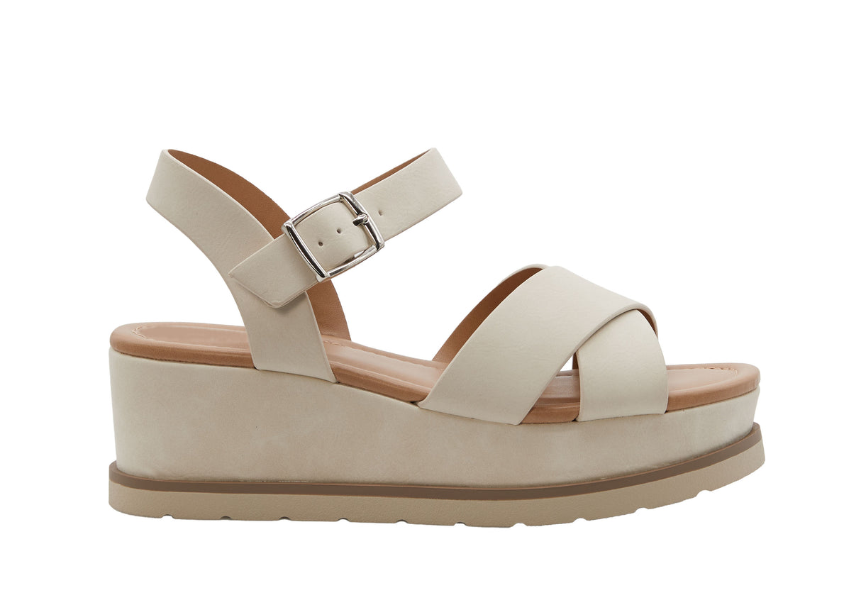 Women's Open Toe Crisscross Band Wedge Sandal with Adjustable Ankle Strap