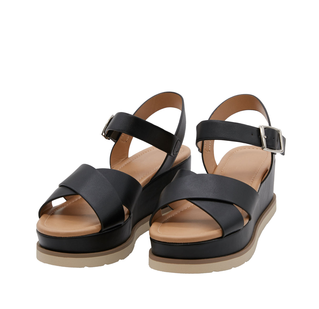 Women's Open Toe Crisscross Band Wedge Sandal with Adjustable Ankle Strap