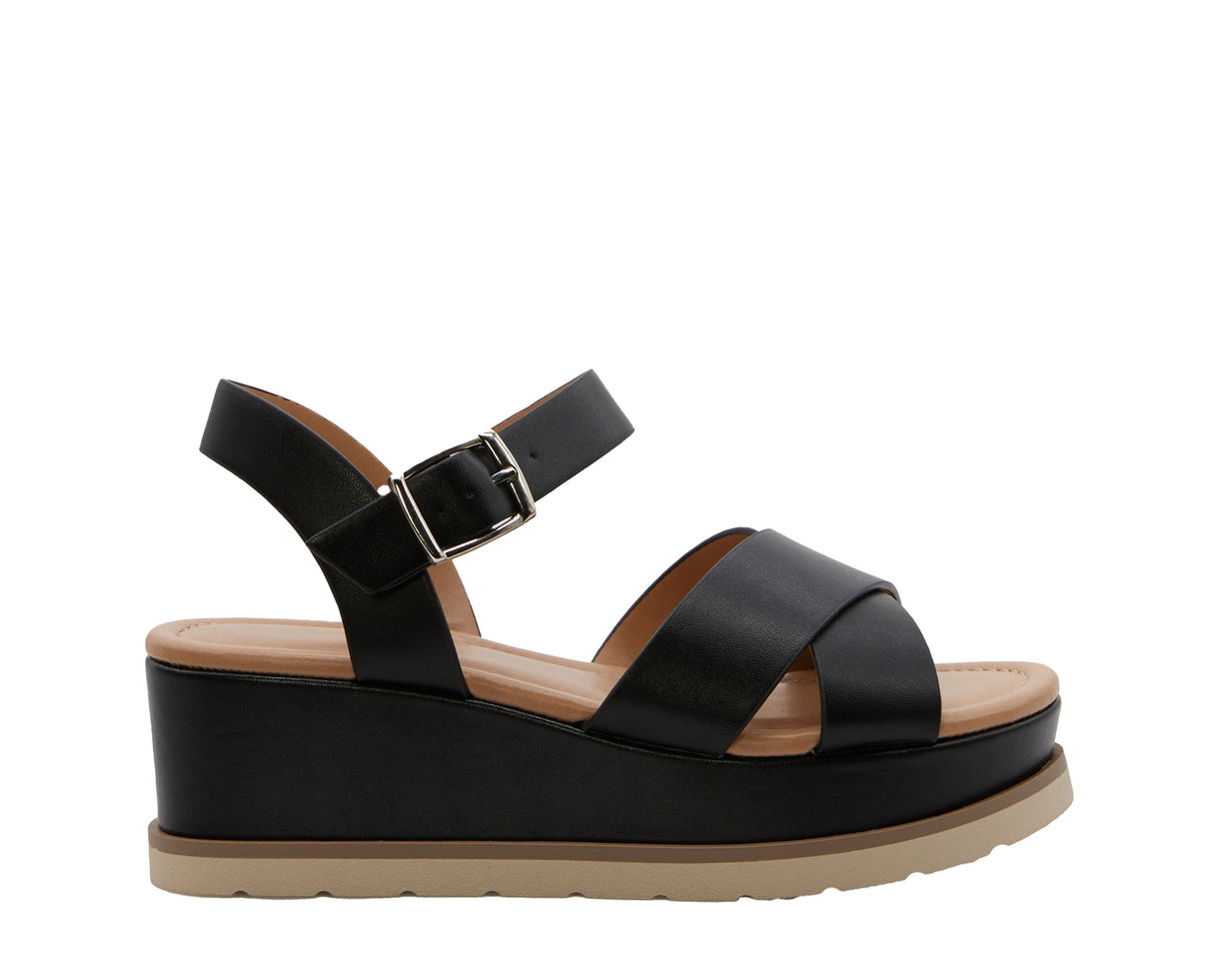 Women's Open Toe Crisscross Band Wedge Sandal with Adjustable Ankle Strap