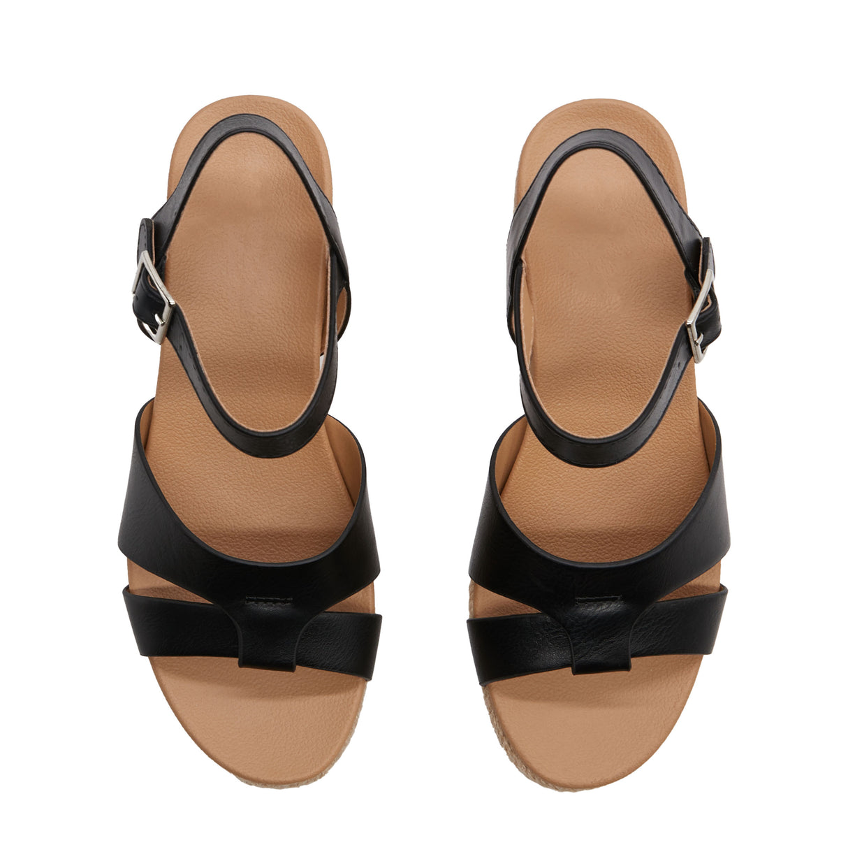 Women's Dual Band Open Toe Wedge Espadrille Sandal with Adjustable Ankle Strap