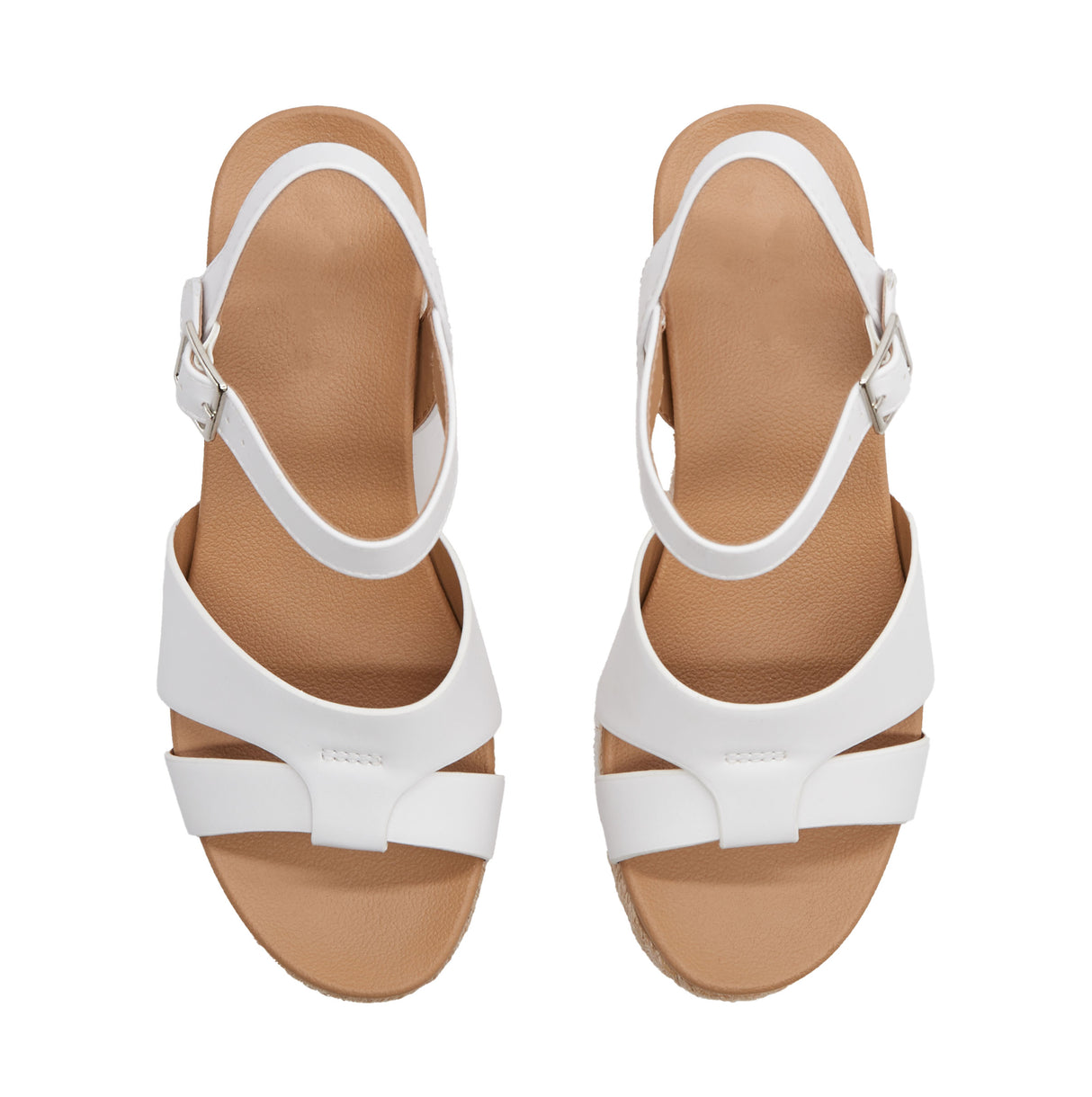 Women's Dual Band Open Toe Wedge Espadrille Sandal with Adjustable Ankle Strap