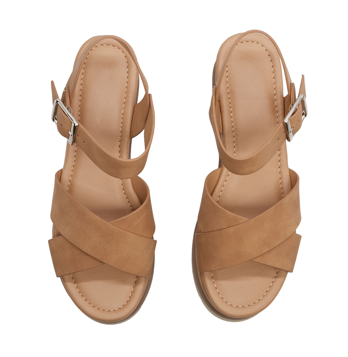 Women's Open Toe Crisscross Band Wedge Sandal with Adjustable Ankle Strap