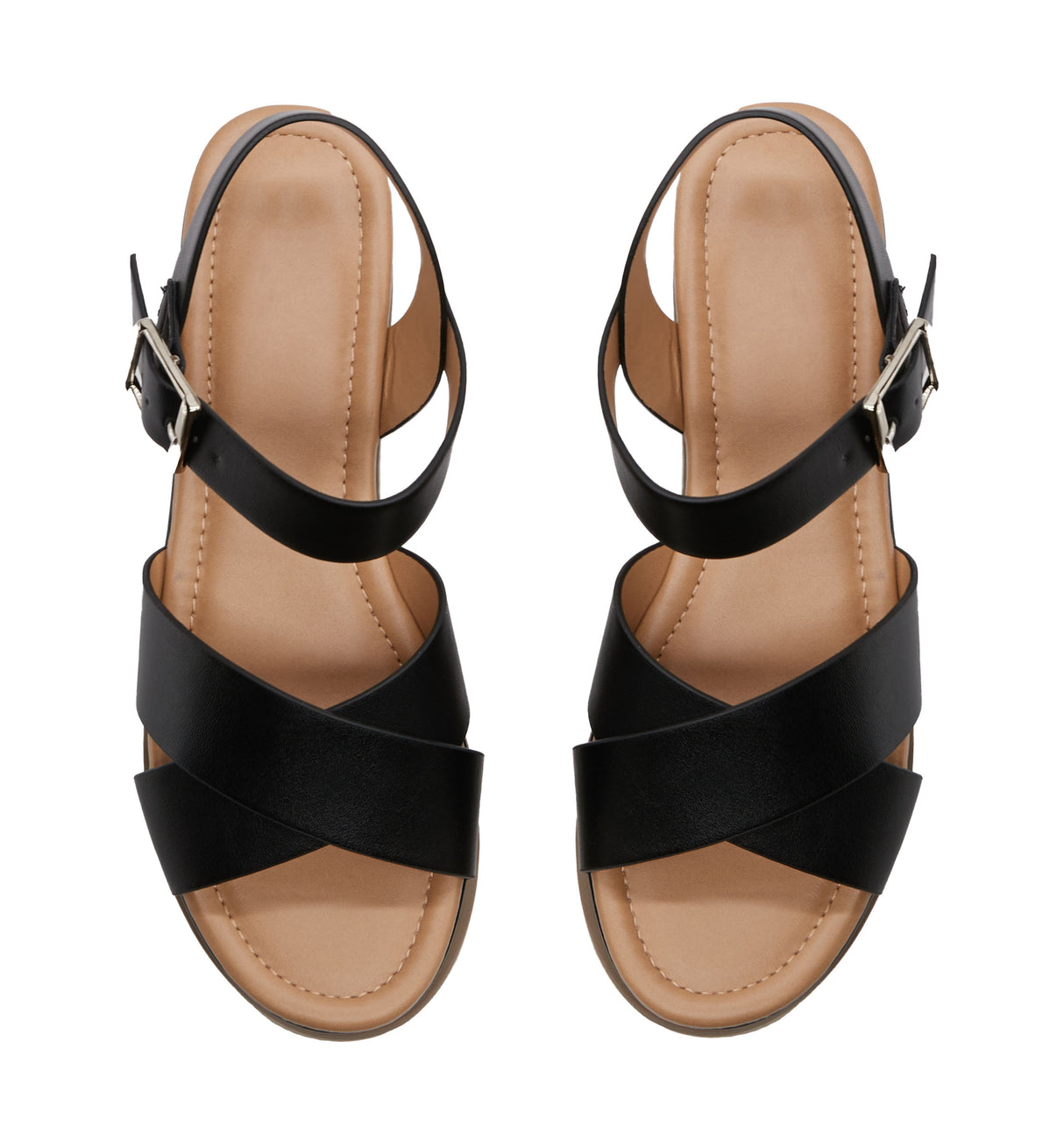 Women's Open Toe Crisscross Band Wedge Sandal with Adjustable Ankle Strap