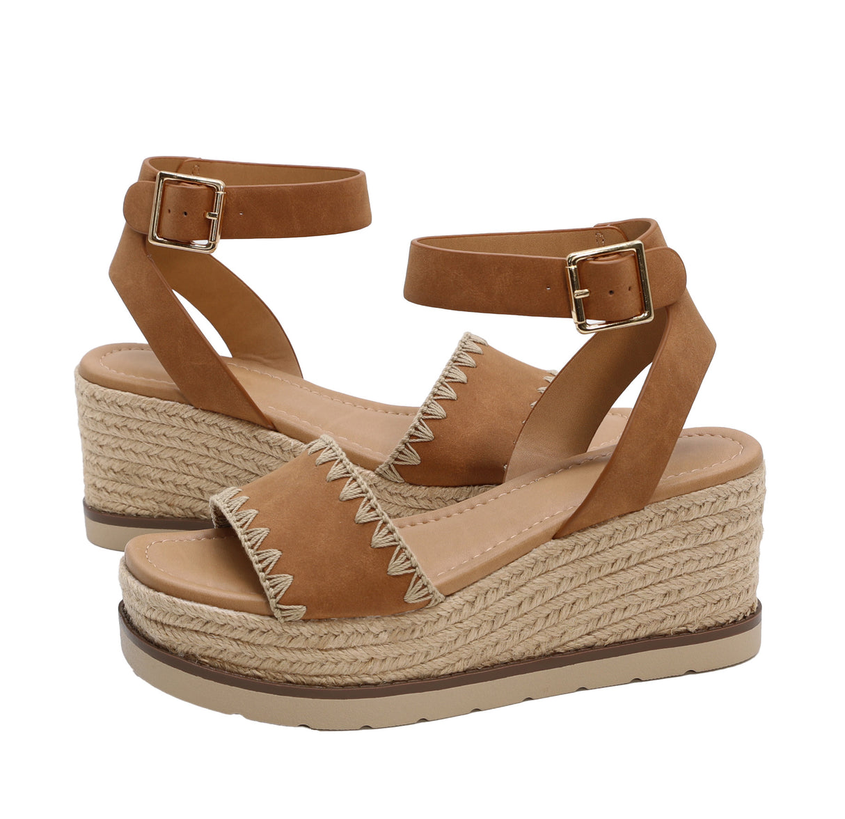 Women's Platform Espadrille with Buckled Ankle Strap