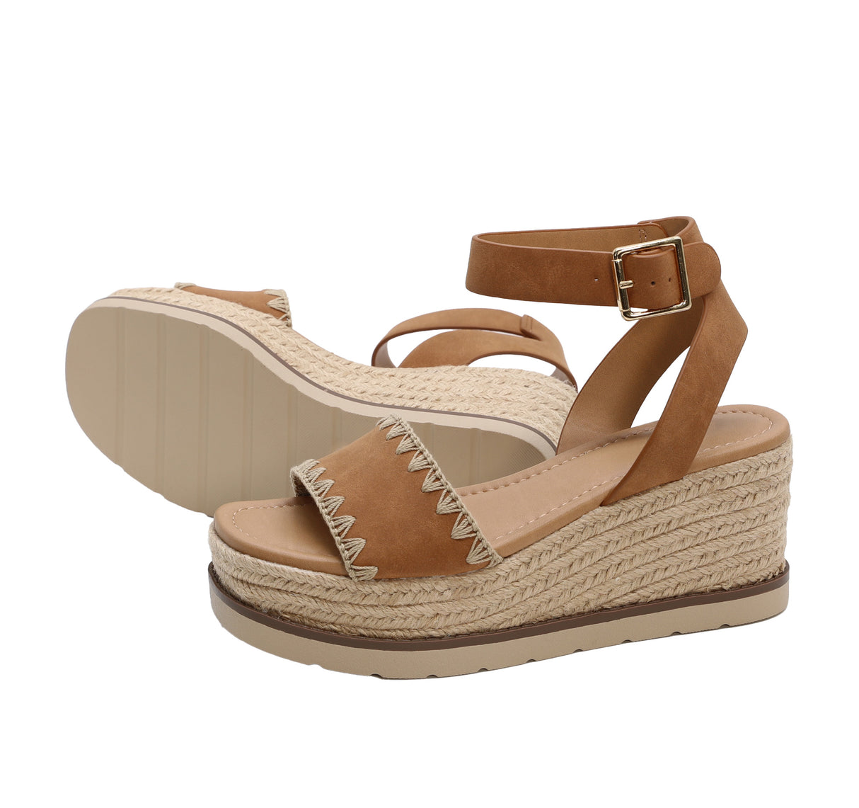 Women's Platform Espadrille with Buckled Ankle Strap