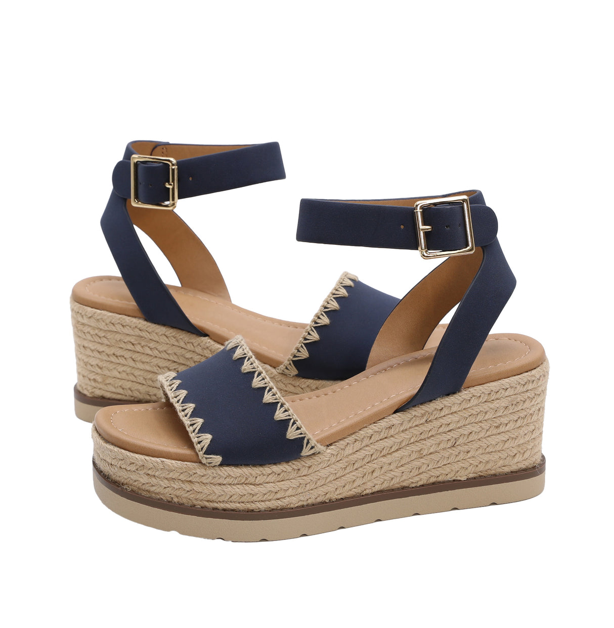Women's Platform Espadrille with Buckled Ankle Strap