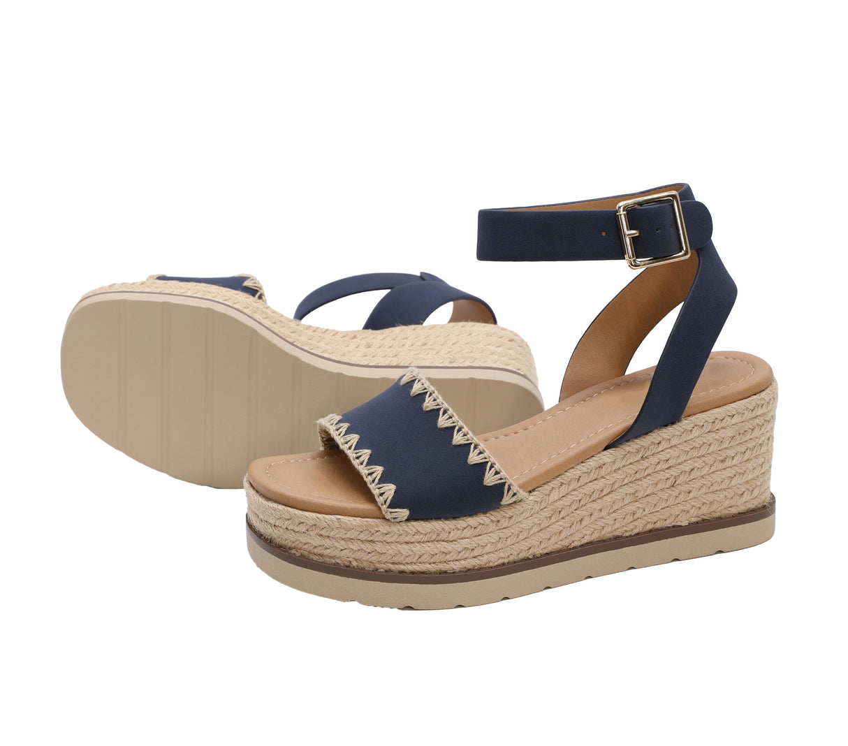 Women's Platform Espadrille with Buckled Ankle Strap