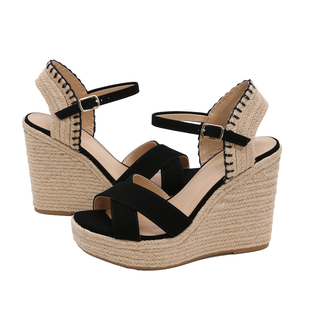 Women's Open Toe Crisscross Espadrille Wedge Sandal