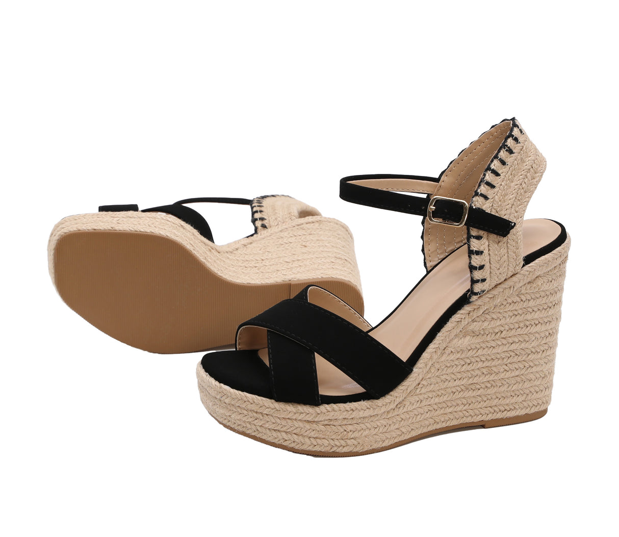 Women's Open Toe Crisscross Espadrille Wedge Sandal