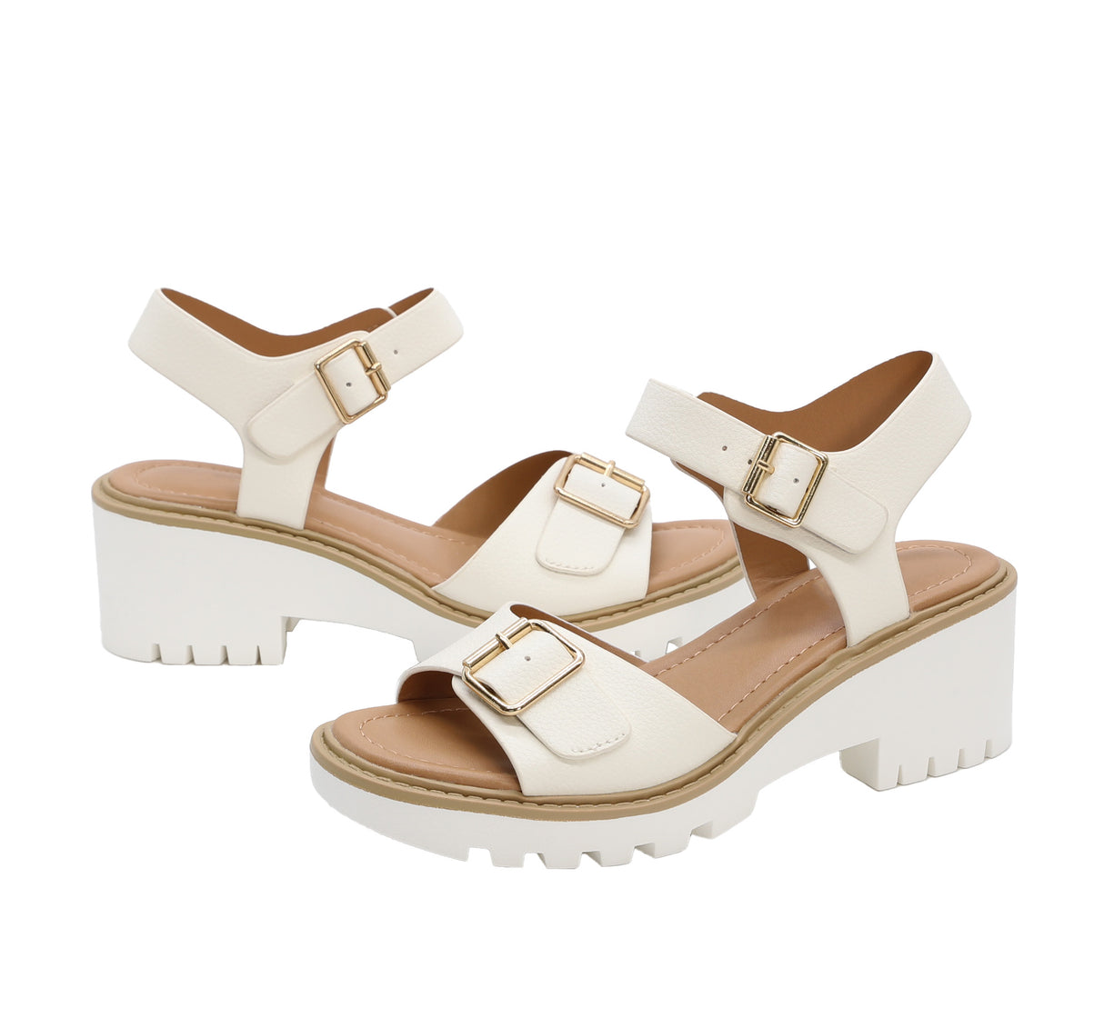 Women's Low Heel Platform Sandal with Adjustable Strap