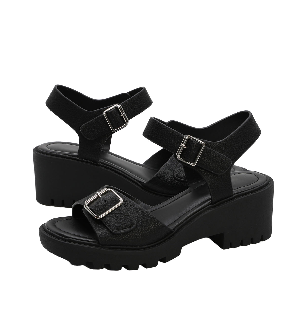 Women's Low Heel Platform Sandal with Adjustable Strap