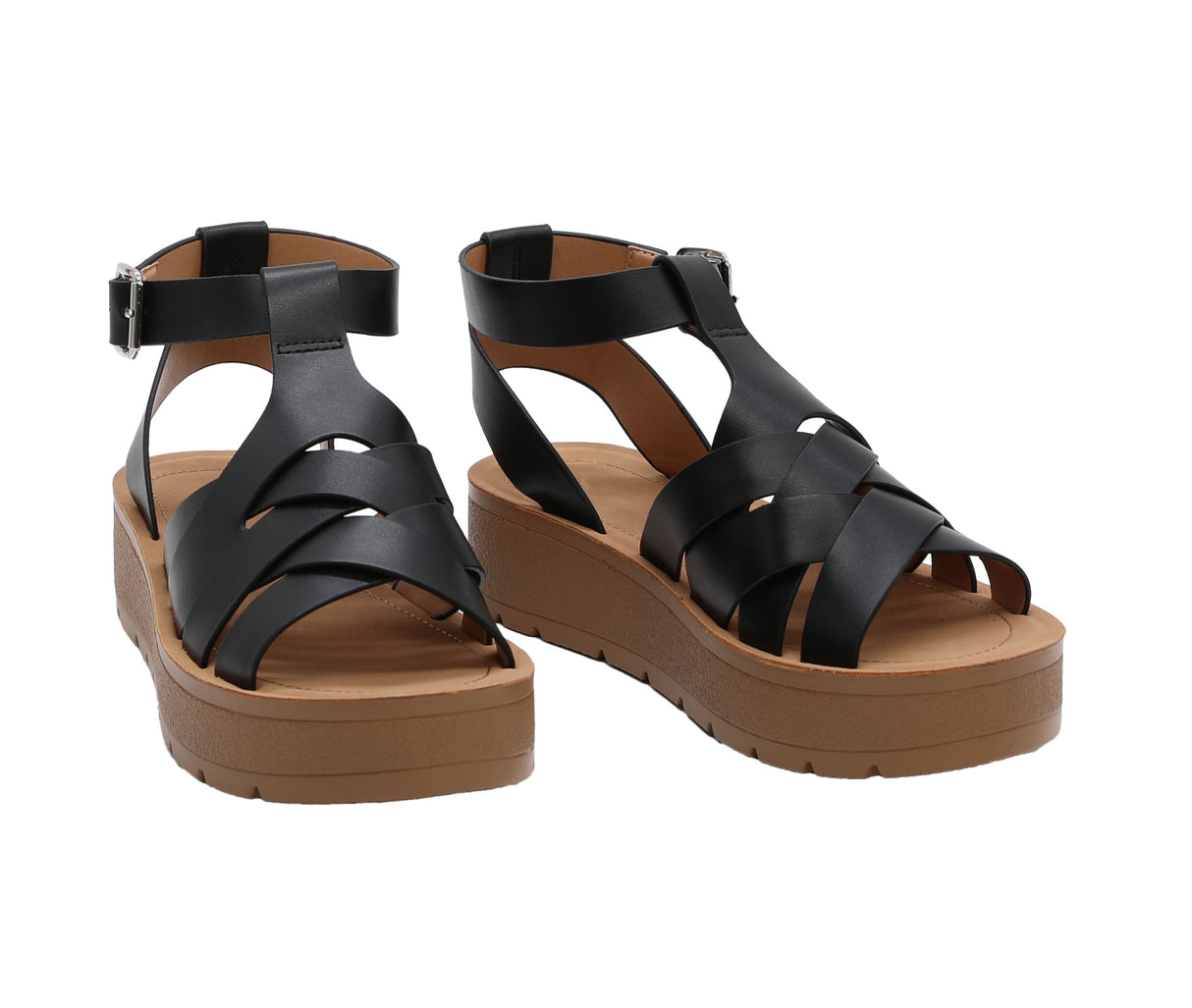 Women's Strappy Caged Sandals with Adjustable Strap