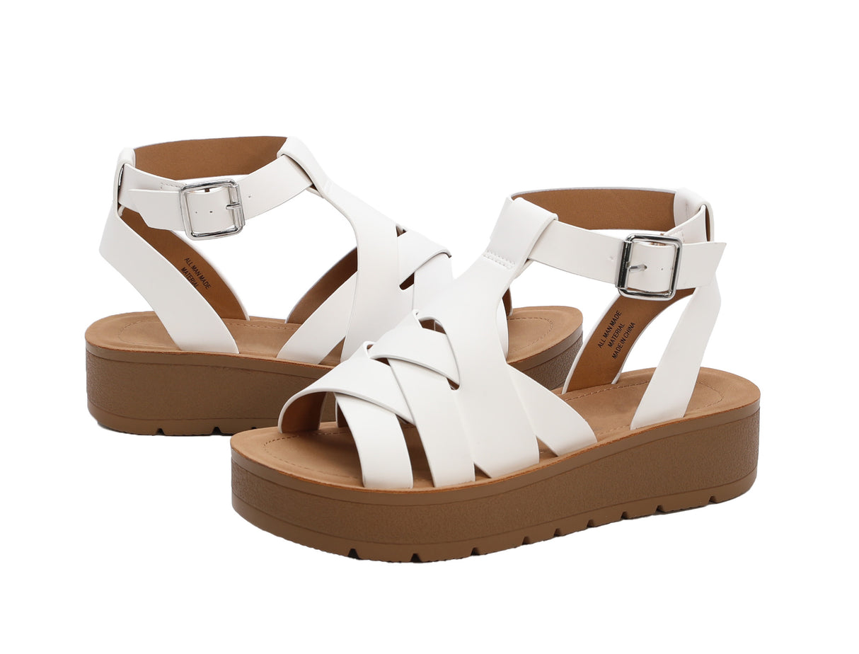 Women's Strappy Caged Sandals with Adjustable Strap