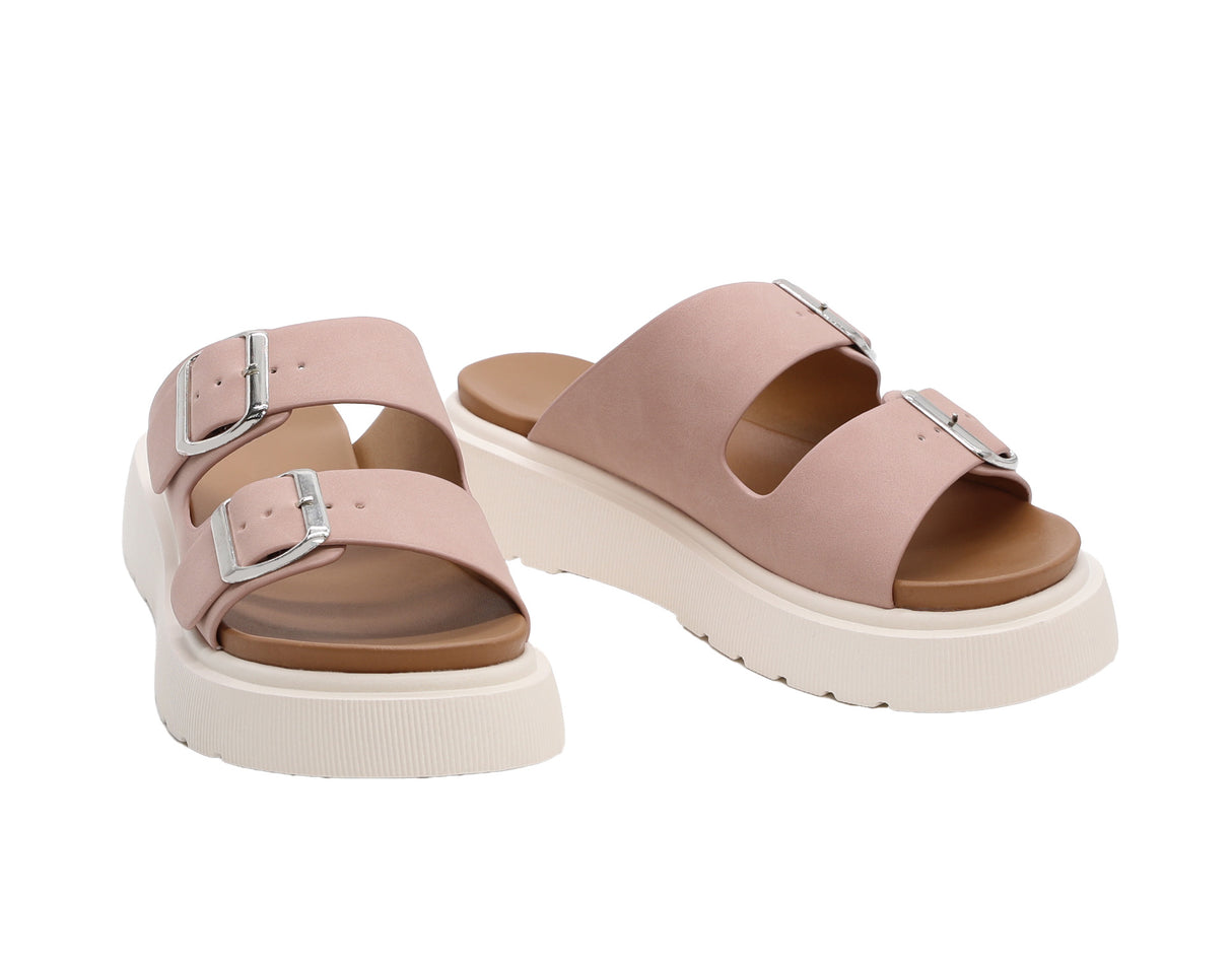 Women's Platform Sandal Slides with Adjustable Buckle