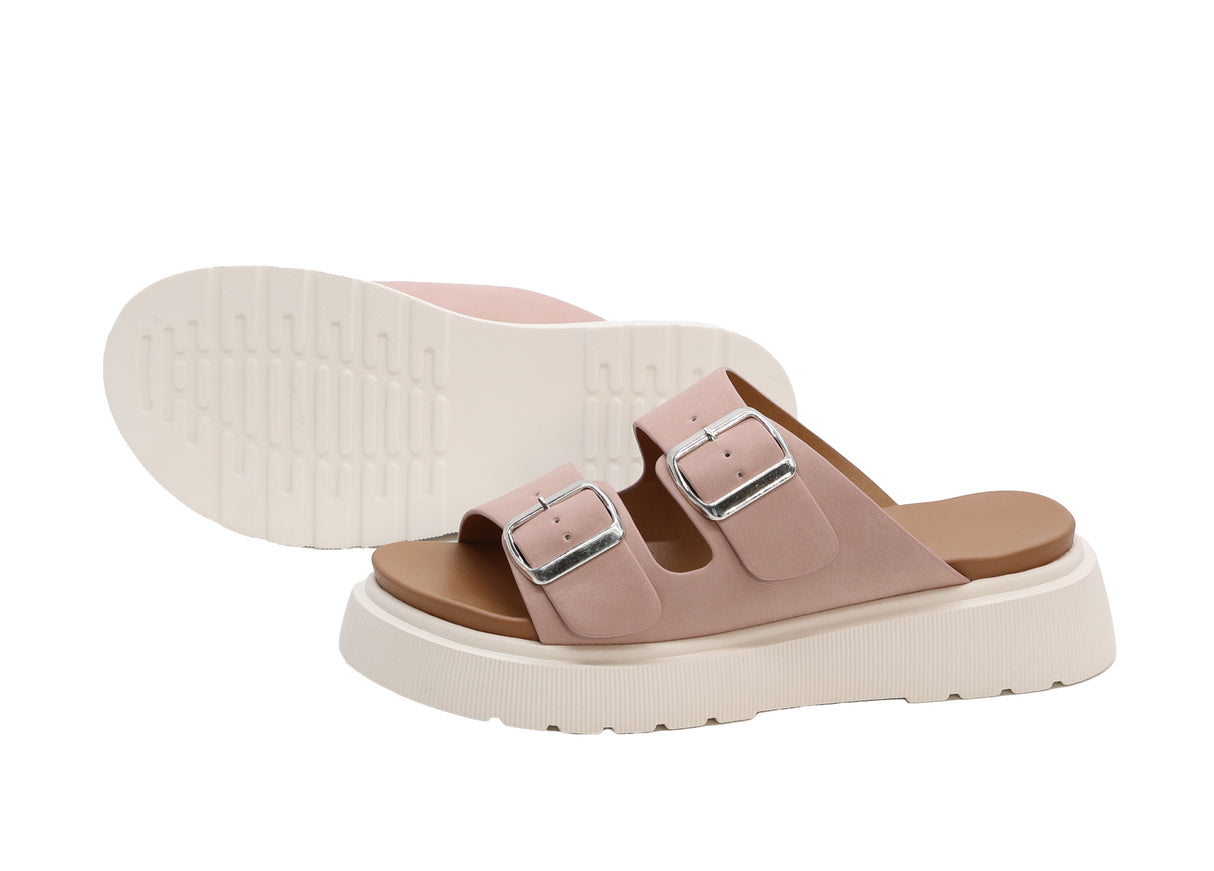 Women's Platform Sandal Slides with Adjustable Buckle
