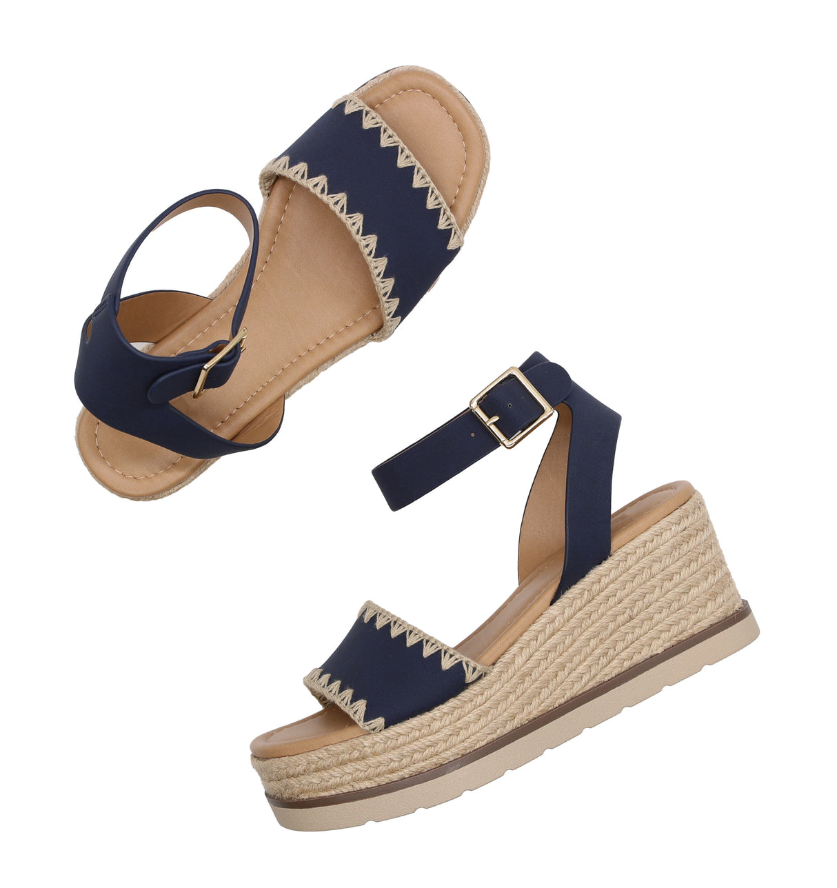 Women's Platform Espadrille with Buckled Ankle Strap