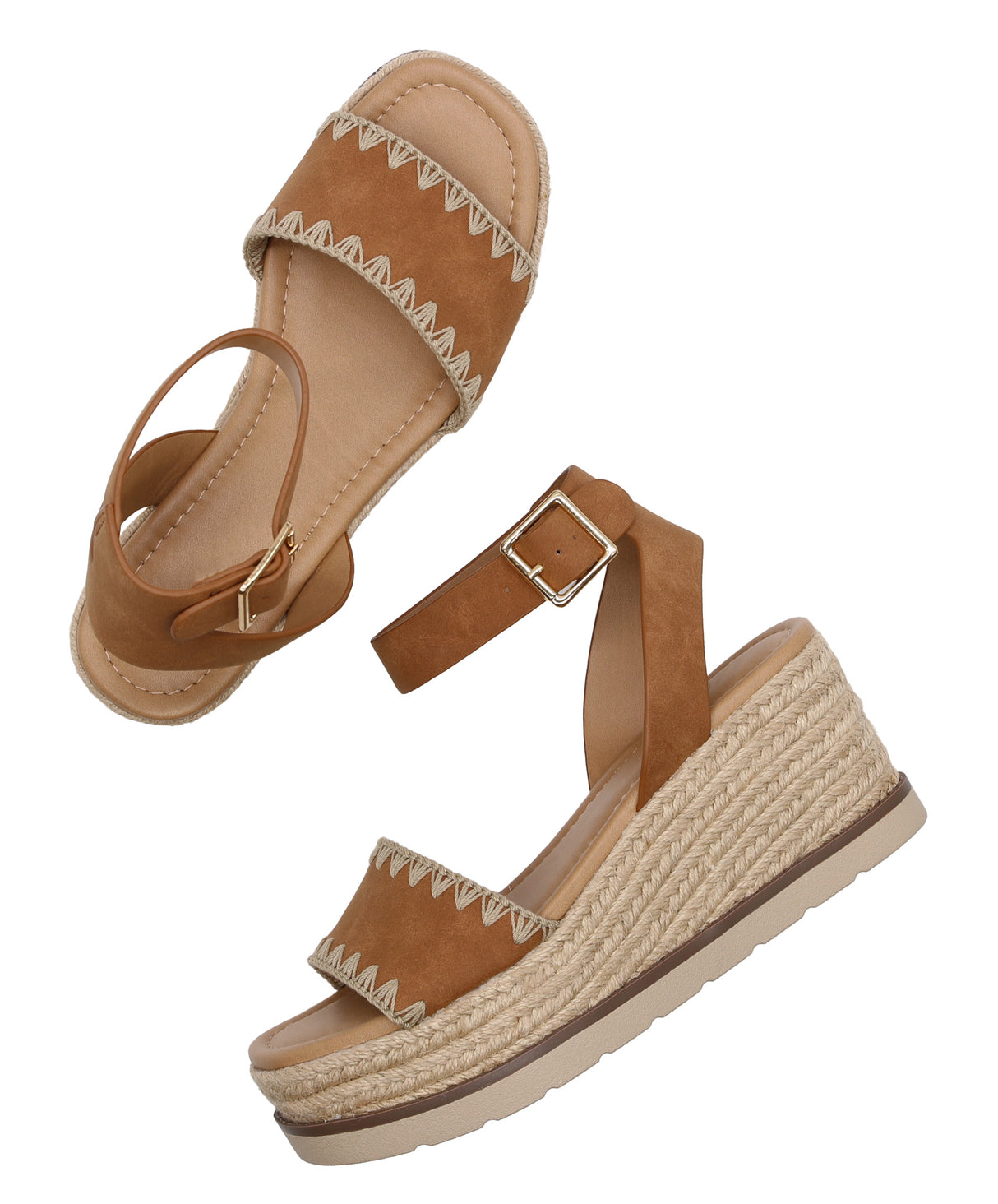 Women's Platform Espadrille with Buckled Ankle Strap