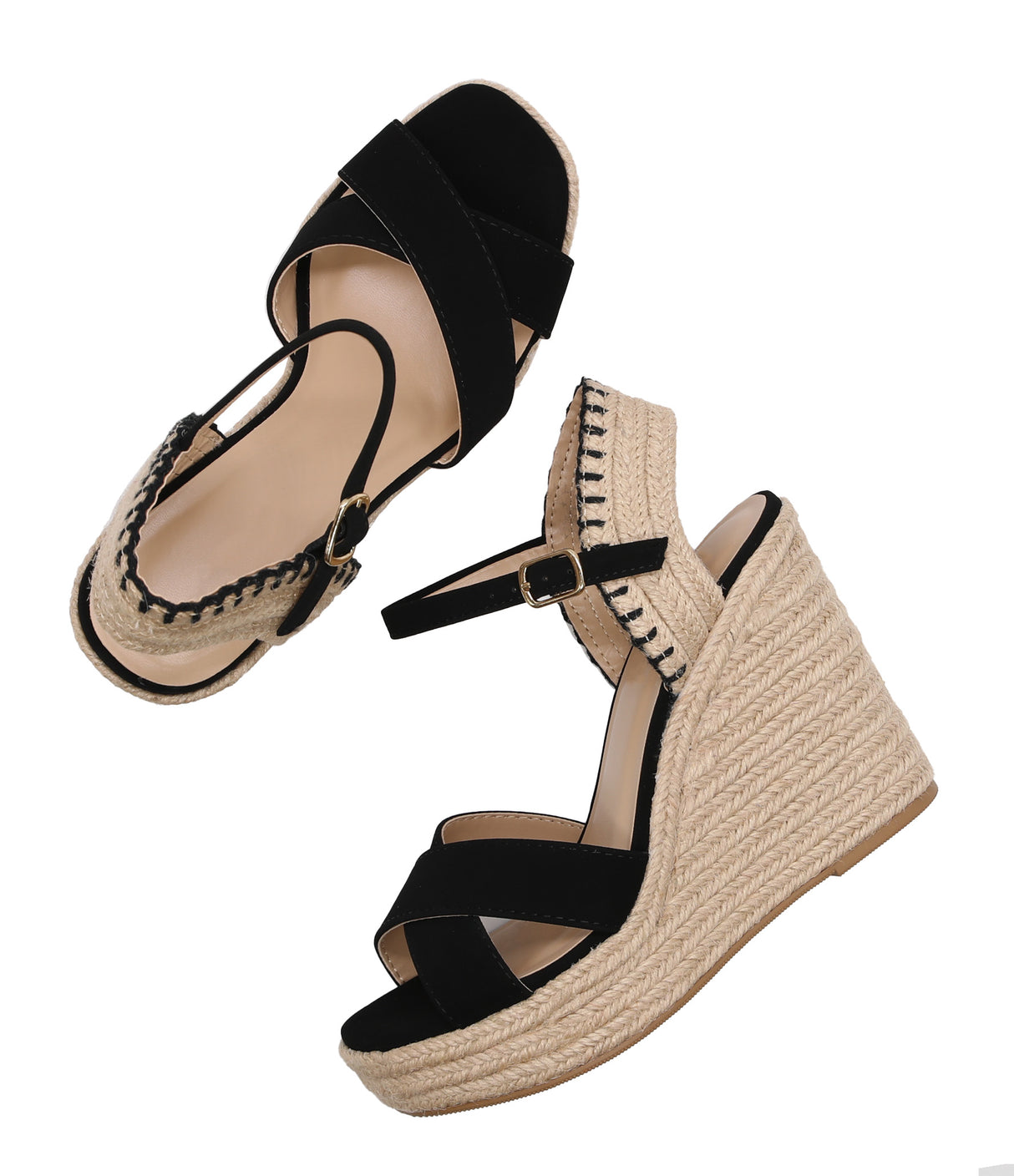 Women's Open Toe Crisscross Espadrille Wedge Sandal