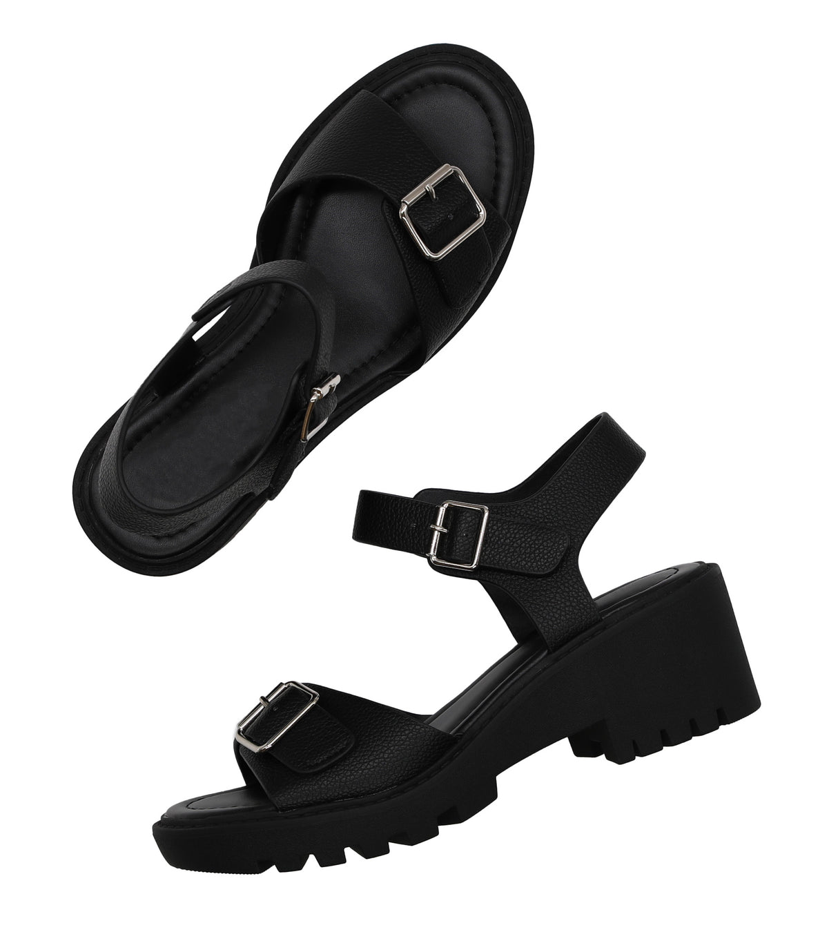 Women's Low Heel Platform Sandal with Adjustable Strap