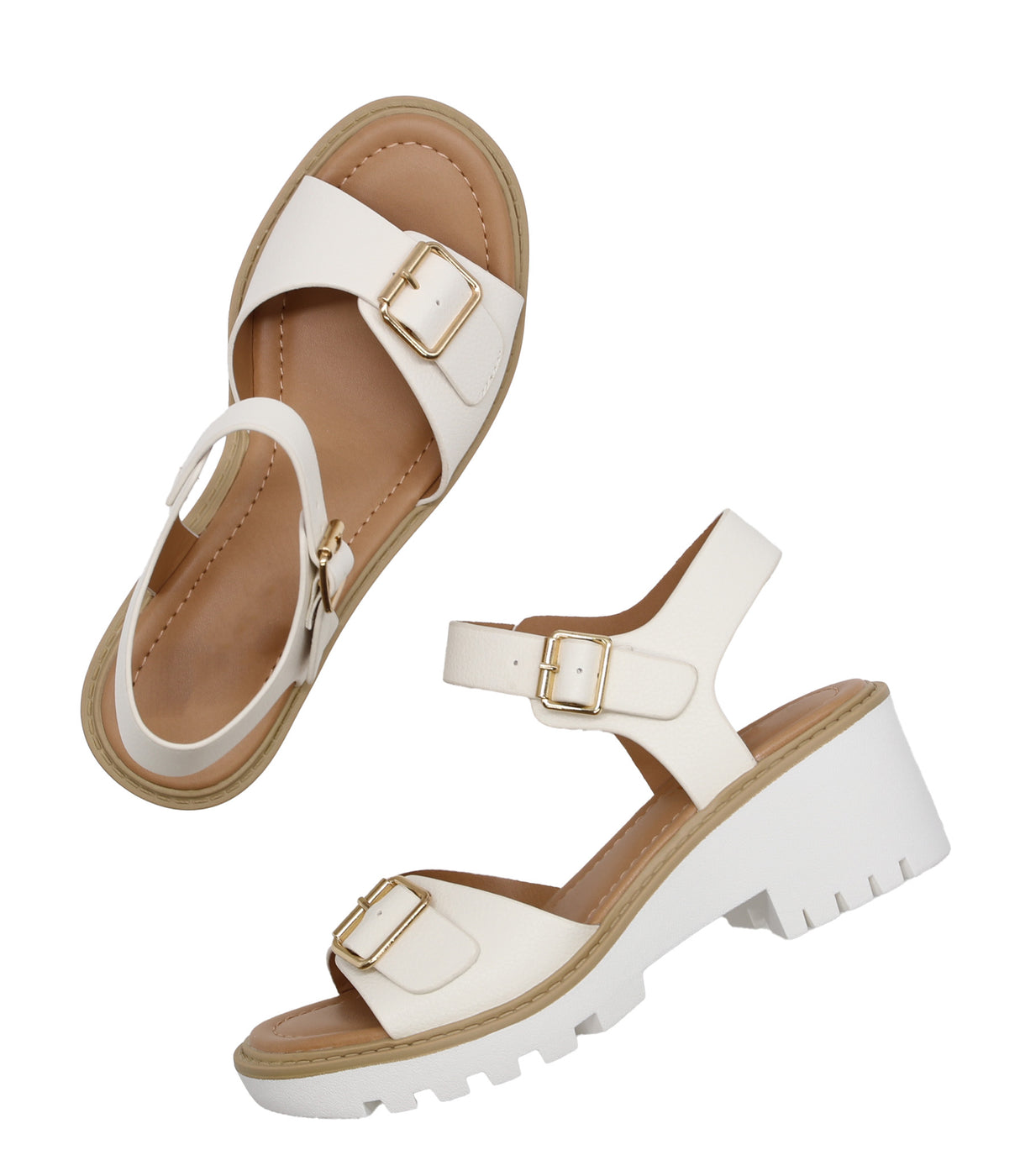 Women's Low Heel Platform Sandal with Adjustable Strap