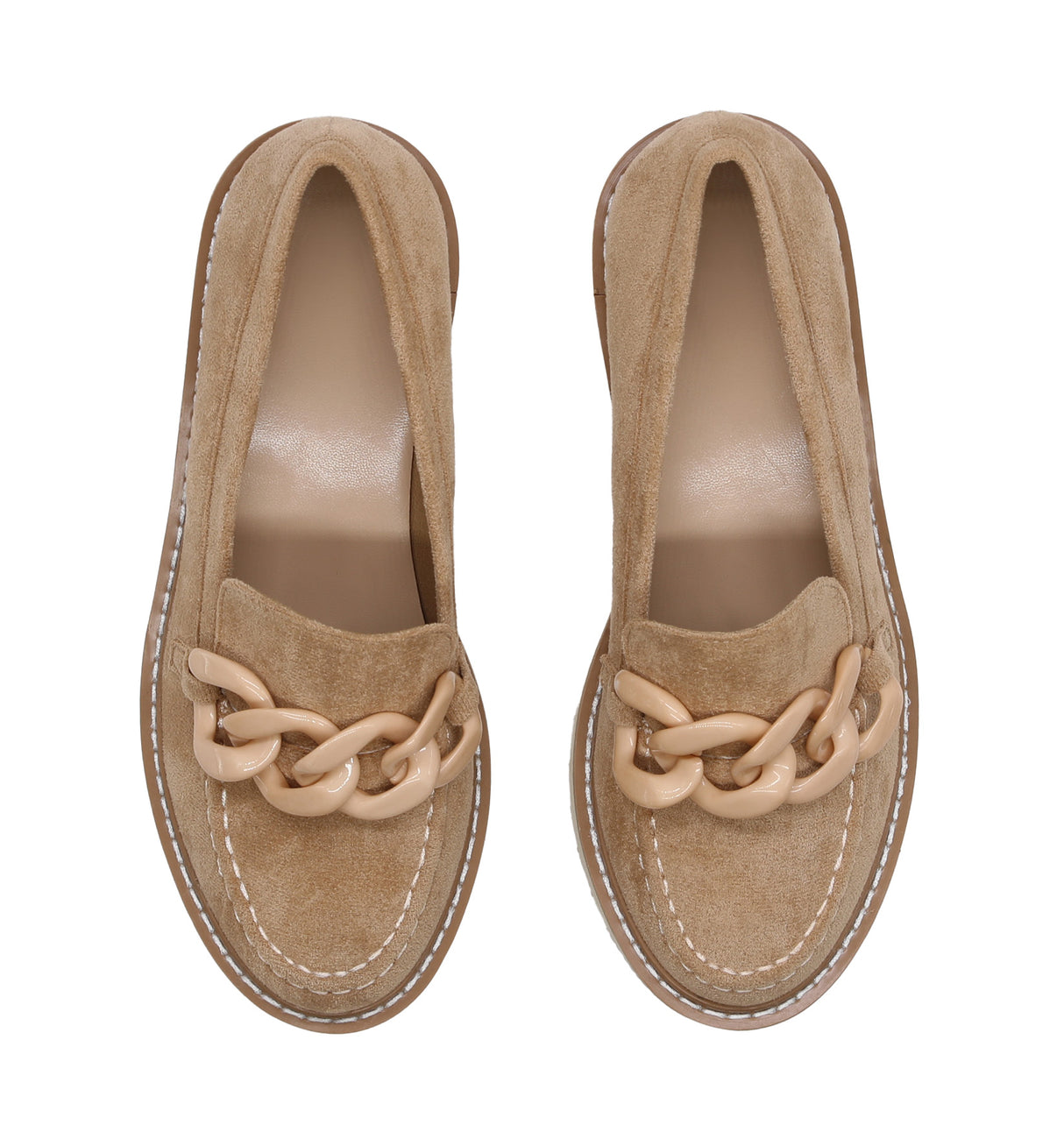 Women's Lug Sole Loafer Shoe with Chain Detail
