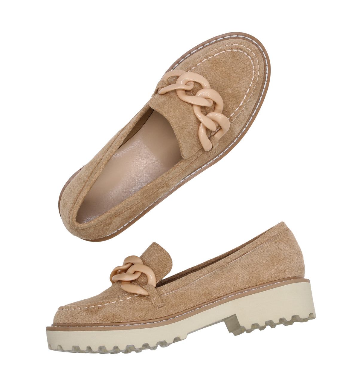 Women's Lug Sole Loafer Shoe with Chain Detail