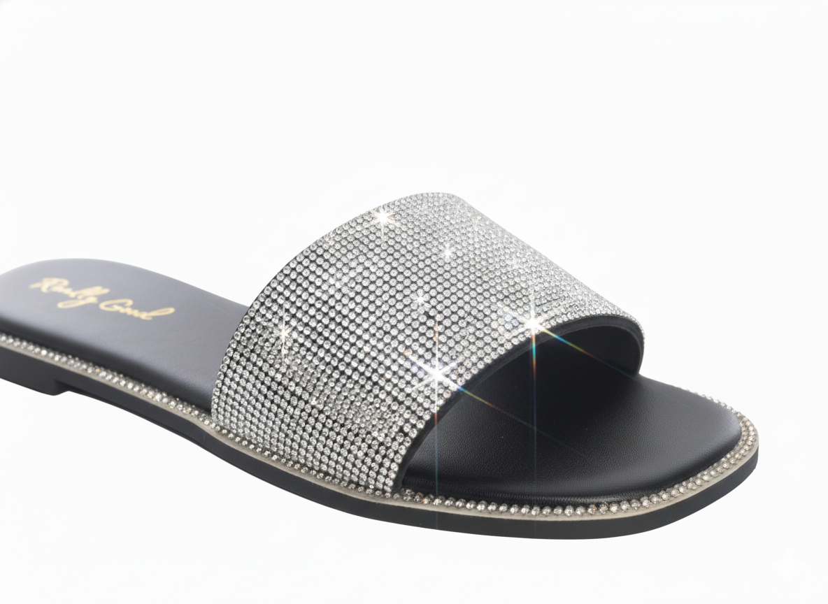 Womens glitter flat sandals