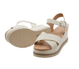 Women's Open Toe Crisscross Band Wedge Sandal with Adjustable Ankle Strap