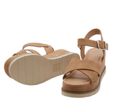 Women's Open Toe Crisscross Band Wedge Sandal with Adjustable Ankle Strap